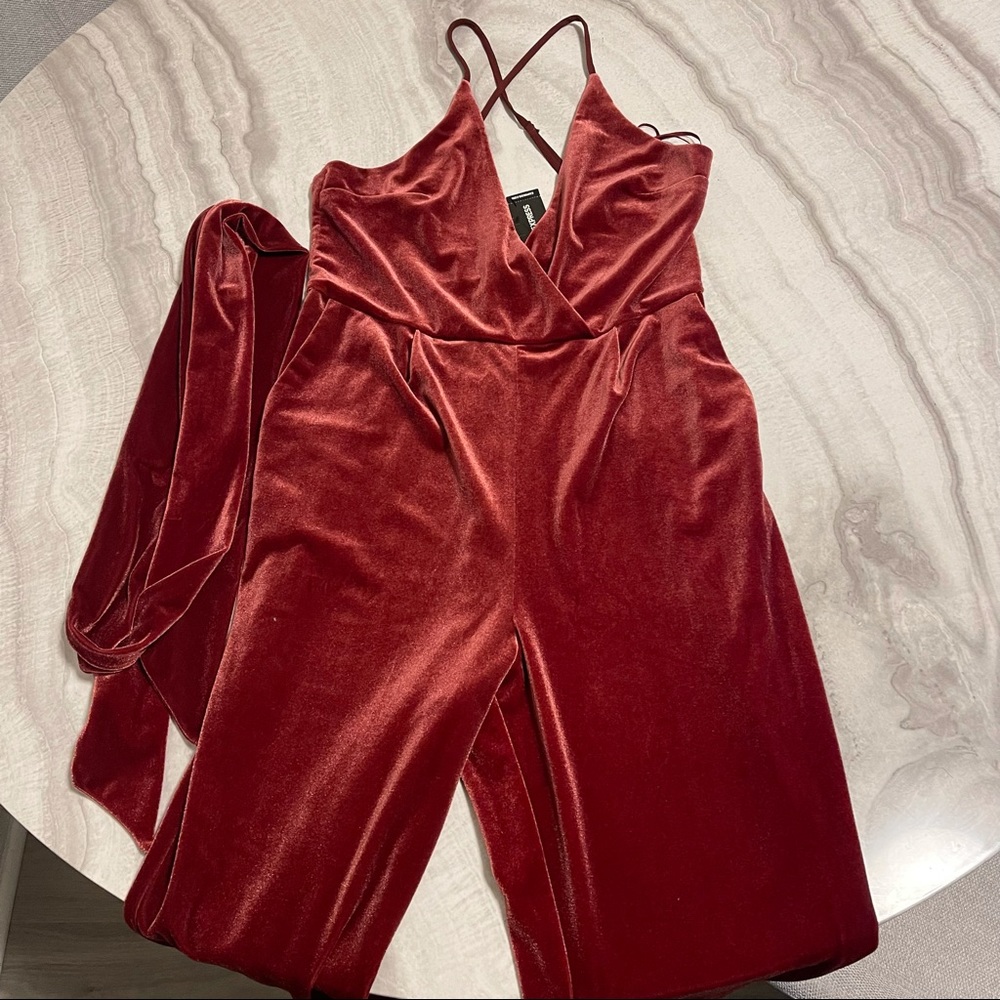 Express burgundy jumpsuit